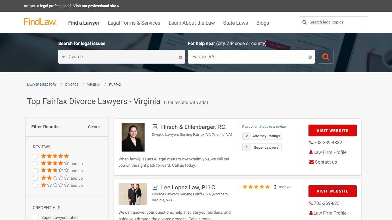 Best Fairfax Divorce Lawyers & Law Firms - Virginia | FindLaw